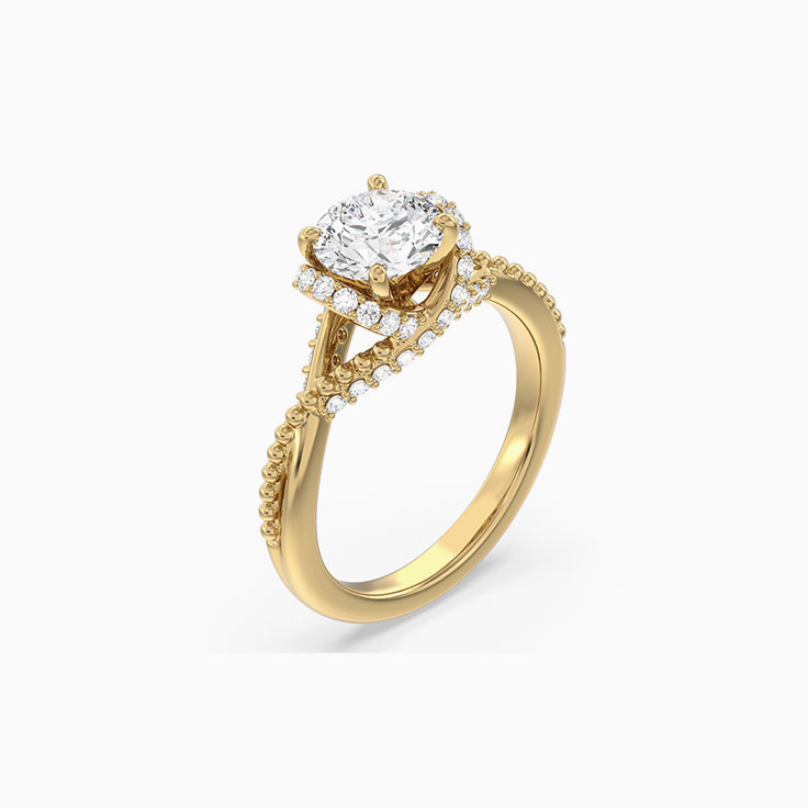 Cross Pattern Lab Diamond Engagement Ring