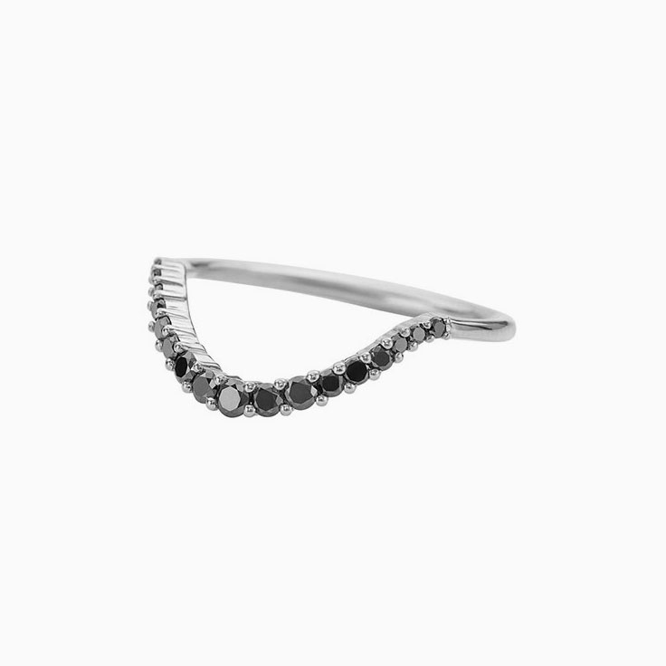 Black diamond chevron wedding ring