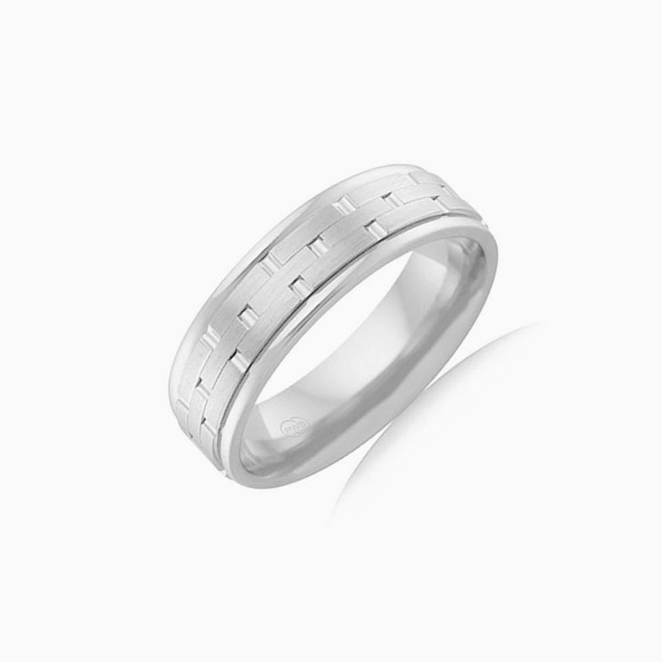 6mm White Gold Mens Wedding Ring
