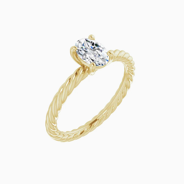 Oval engagement ring with twisted band