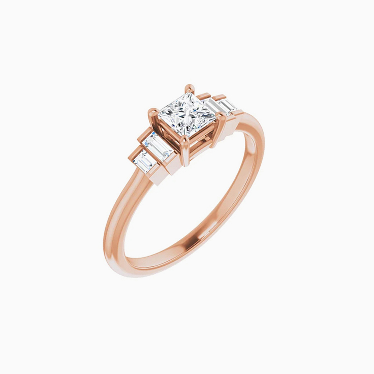 Square cut engagement ring