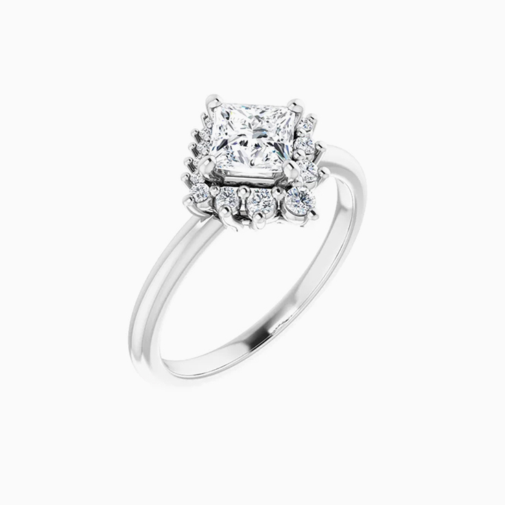 Unusual princess cut engagement ring