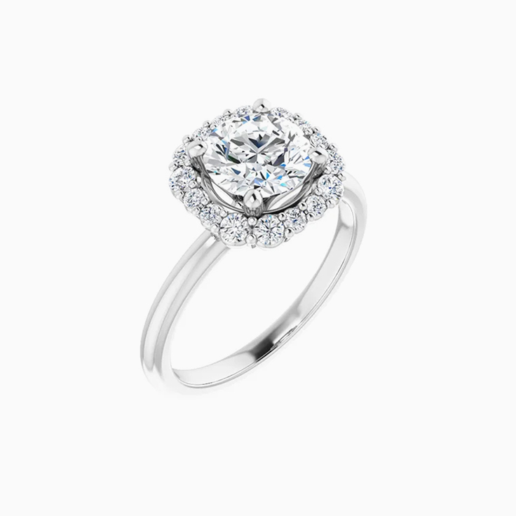 Cushion cut halo engagement ring