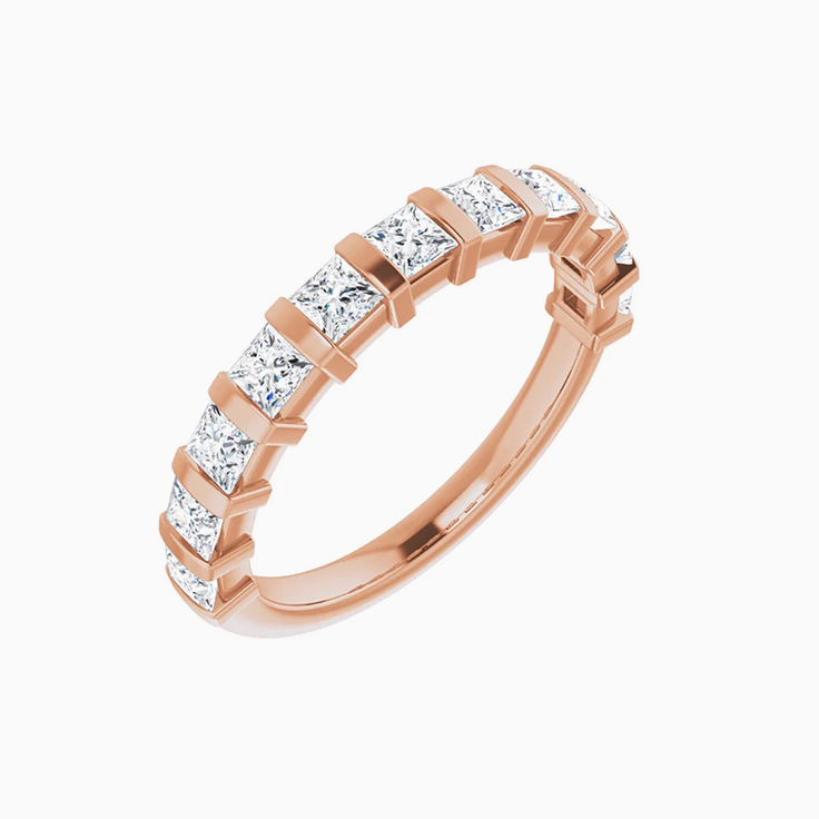 1 carat Princess cut wedding band