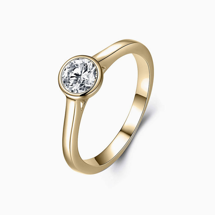 Round Bezel Solitaire Diamond Engagement Ring