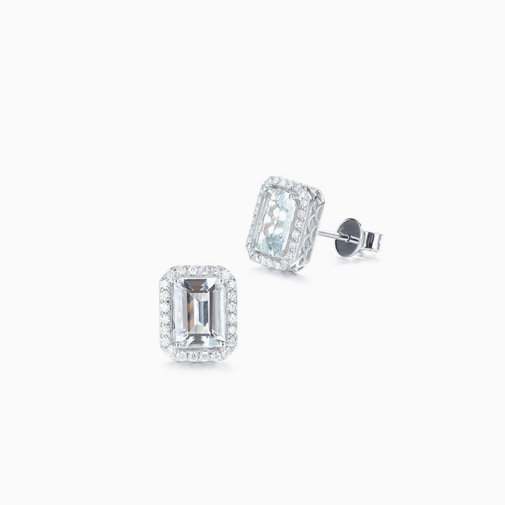 Aquamarine Diamond Studs