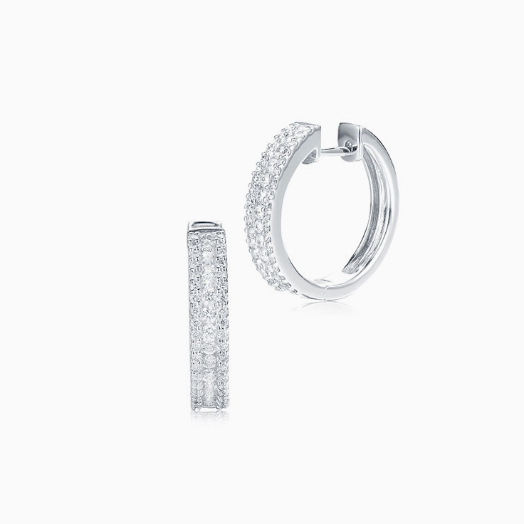 Round and Baguette Diamond hoops