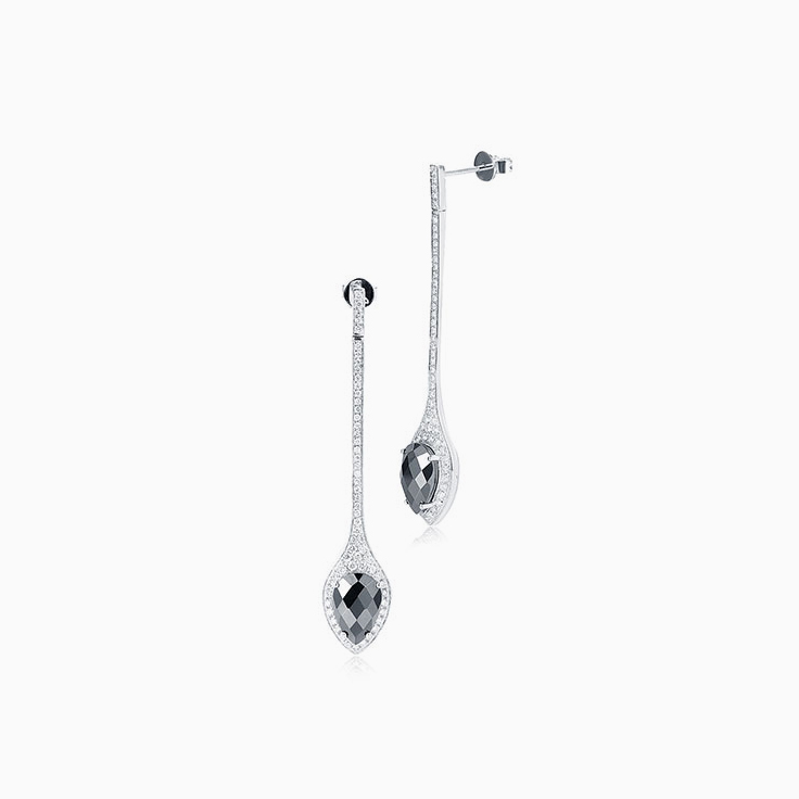 Hematite Pearl Drop Earrings