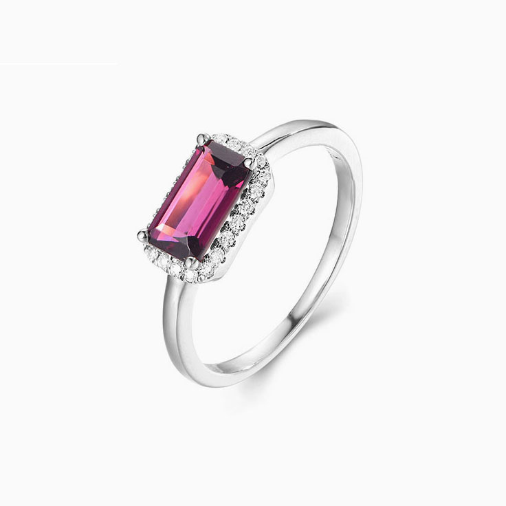 Rhodolite Garnet Halo Ring