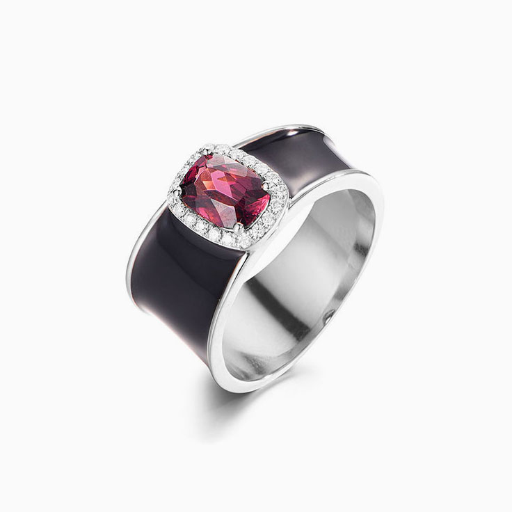 Rhodolite Enamel Ring