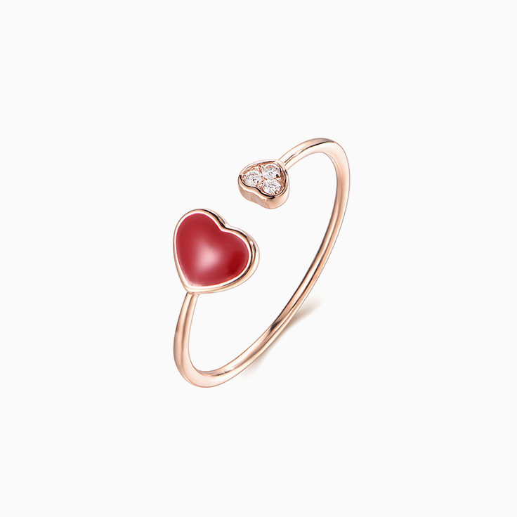 Heart on Heart Enamel Ring