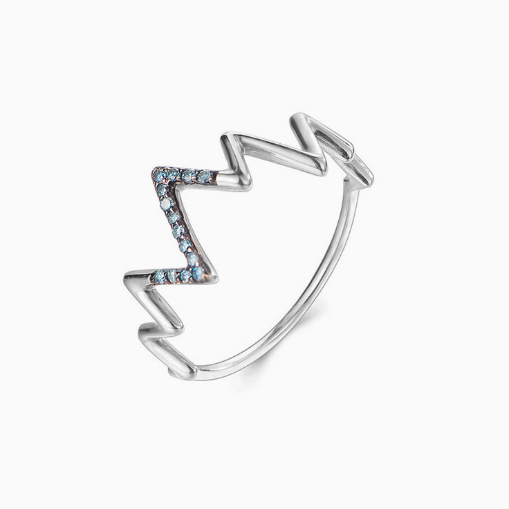 Zig Zag Blue diamond Ring