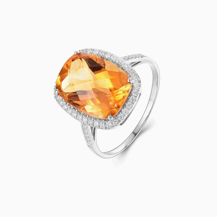 Cushion Shape Citrine Ring
