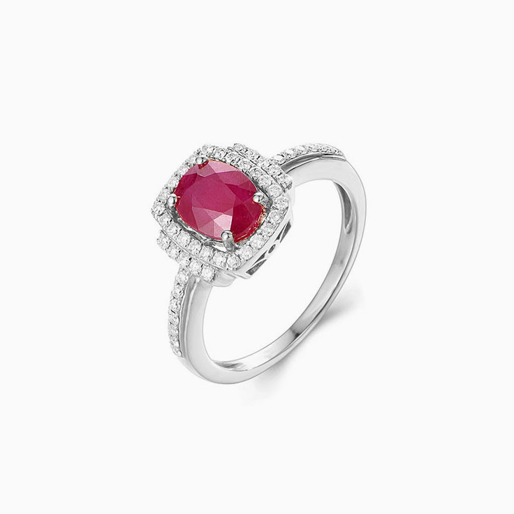 Oval Ruby with Cushion halo