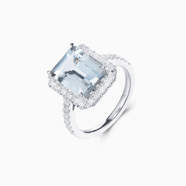 Aquamarine and Diamond Ring
