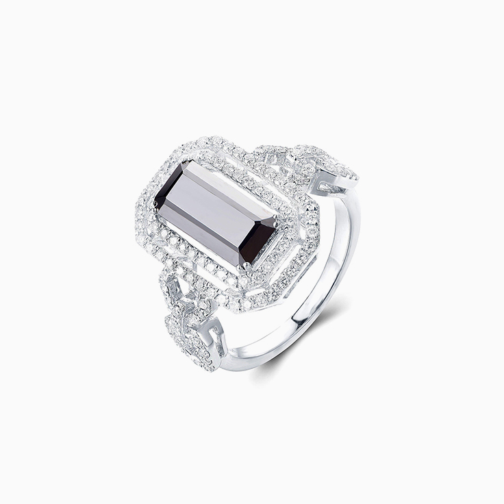 Hematite and Diamond Ring