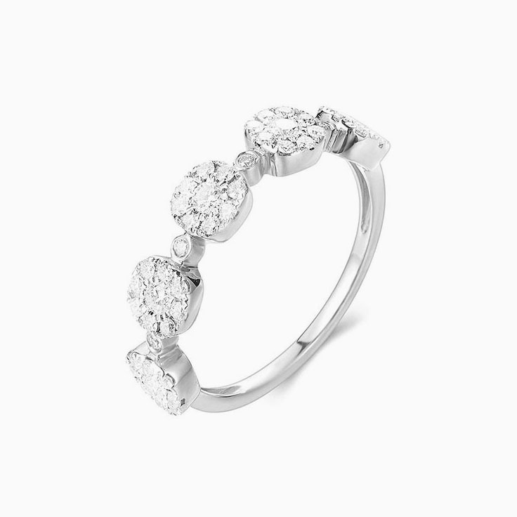 Five Circle cushion Cluster Diamond Ring