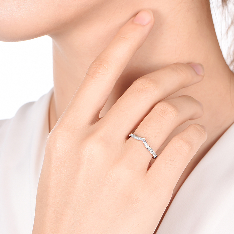 Curved Diamond Wedding Band