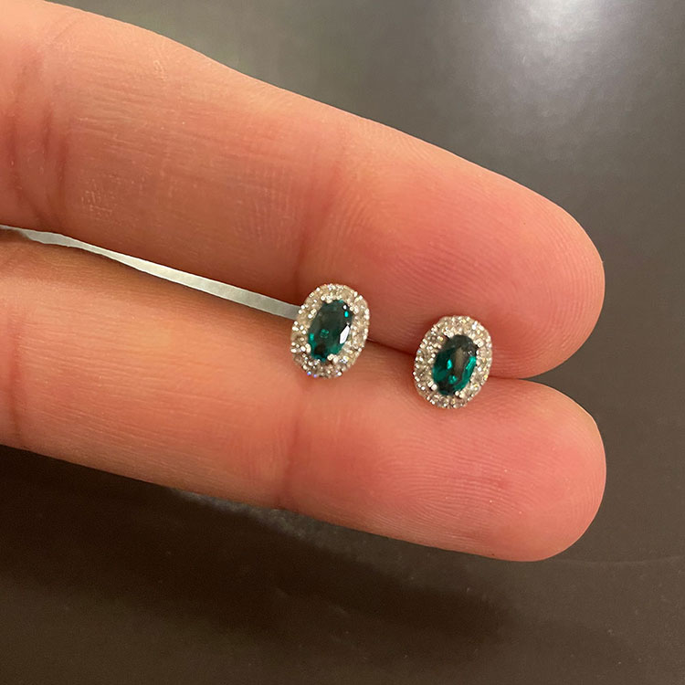 Emerald and Diamond Studs