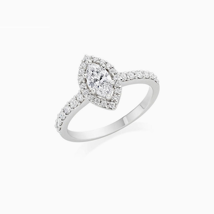 Marquise cut Engagement ring with a diamond halo