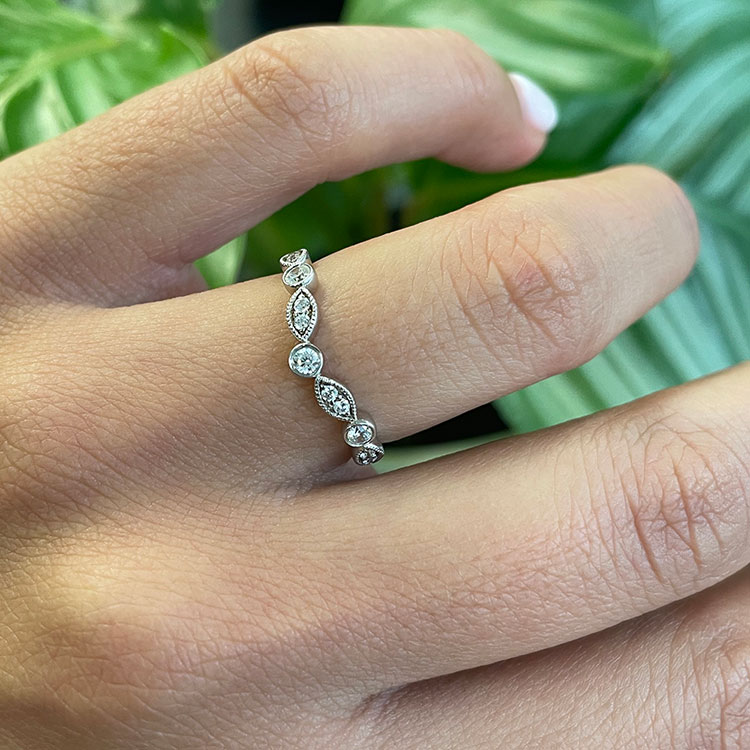 Marquise and Round Curve Ring
