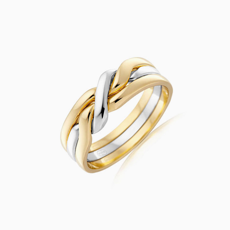Knot Two Tone Mens Wedding Ring