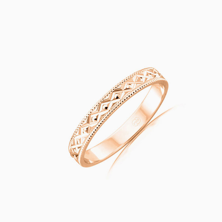 Carved ladies gold ring HR3554