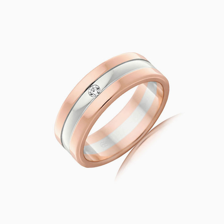 Two tone diamond mens ring 2T3367