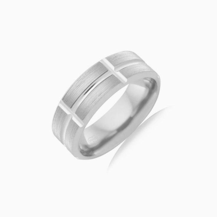 Grooved mens wedding F3924