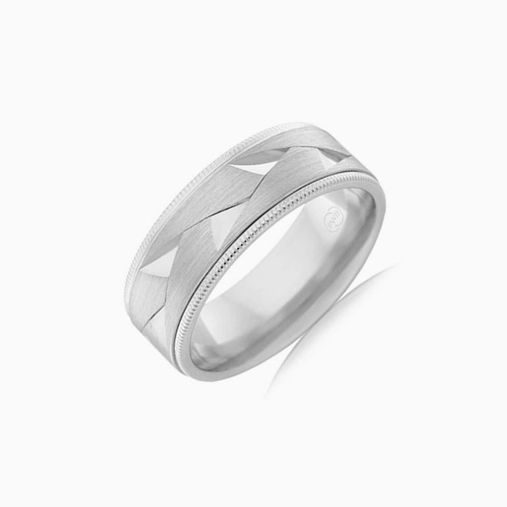 Miligrain Edges With Carved Pattern Mens Ring