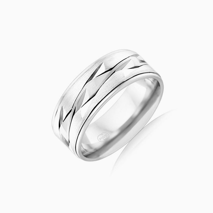Pattern Mens wedding band J4170