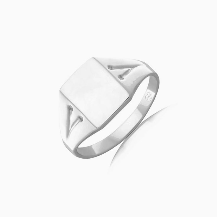 Rectangular Carved Signet Wedding Ring