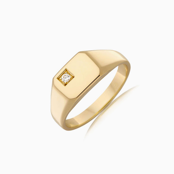 Rectangle Signet Ring With Diamond