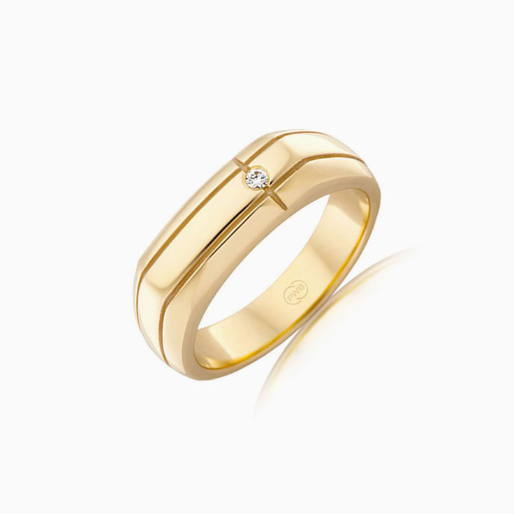 Bezel Set Diamond Signet Ring