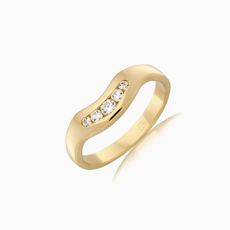 Five Stones Curved Lab Diamond Band