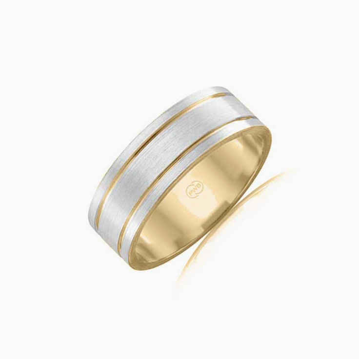 Double groove mens ring 2T3640