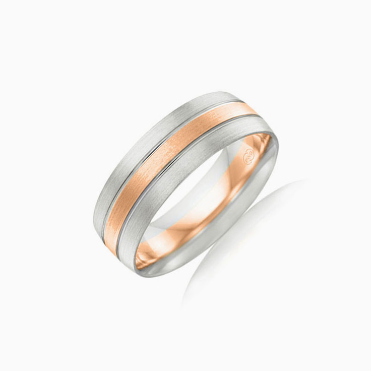 Two tone mens wedding ring 2T3872