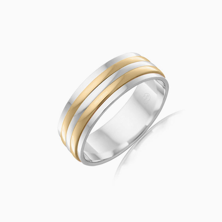 Two tone grooved mens wedder 2TJ1297