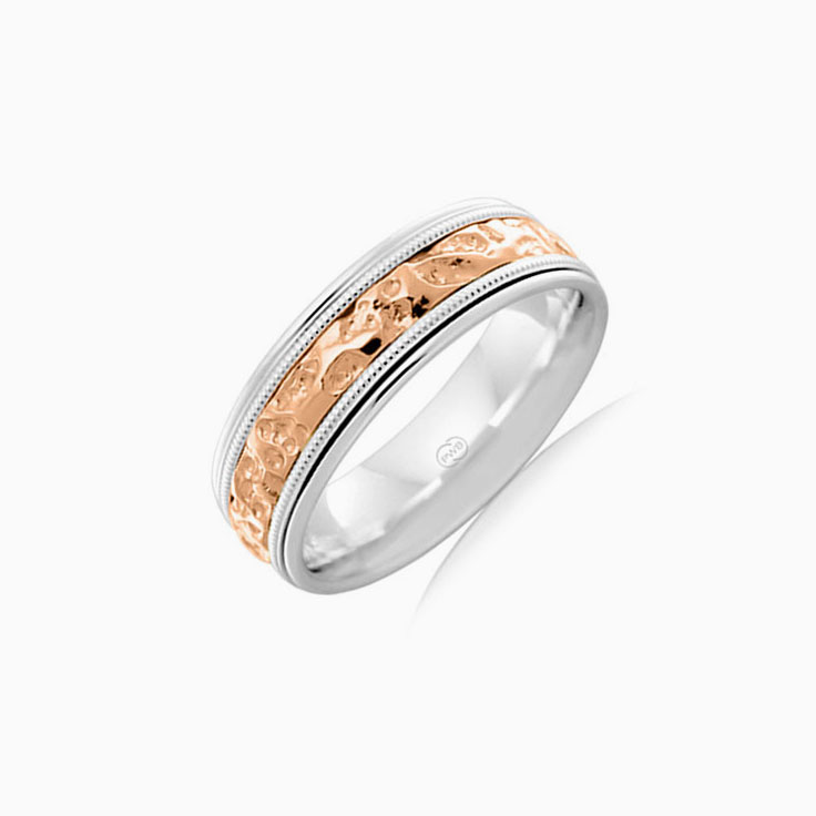Two tone Textured mens ring 2TJ1920