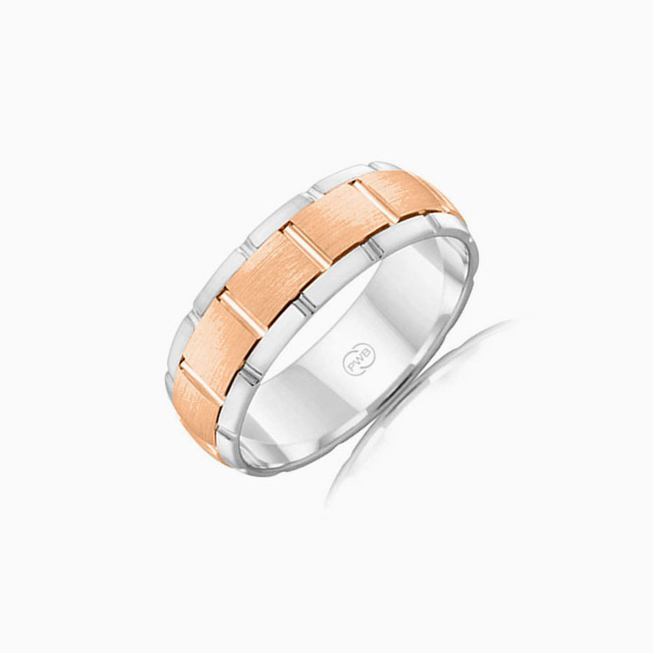 Two tone mens wedding ring 2TJ2712
