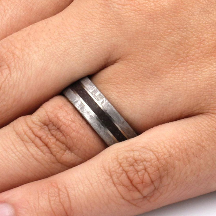 Dinosaur Bone Band With Meteorite Edges