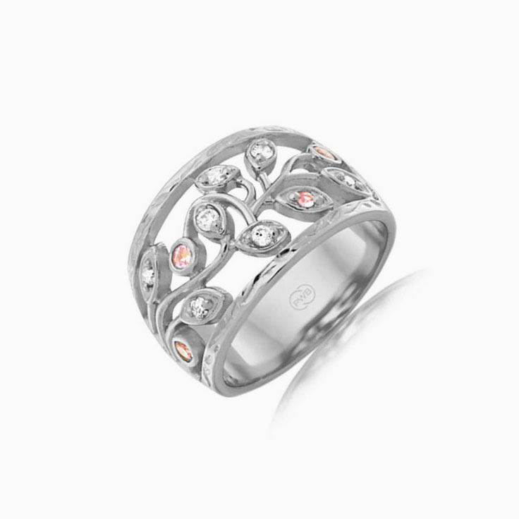 Diamond and Pink sapphire ring J3420