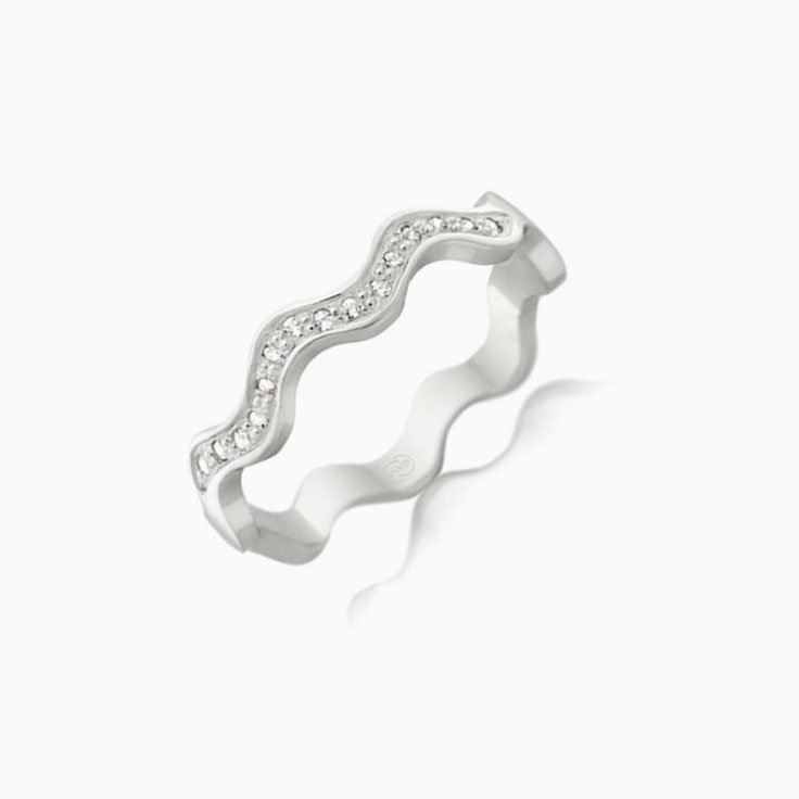 Diamond wave stackable ring C3747