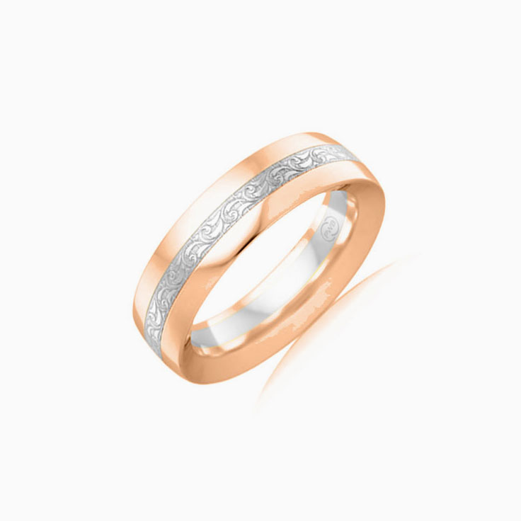 Two tone mens wedding ring 2T3825