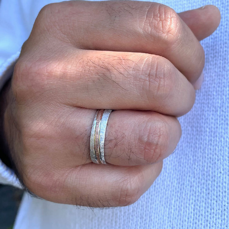 Matt grooved mens ring 4097