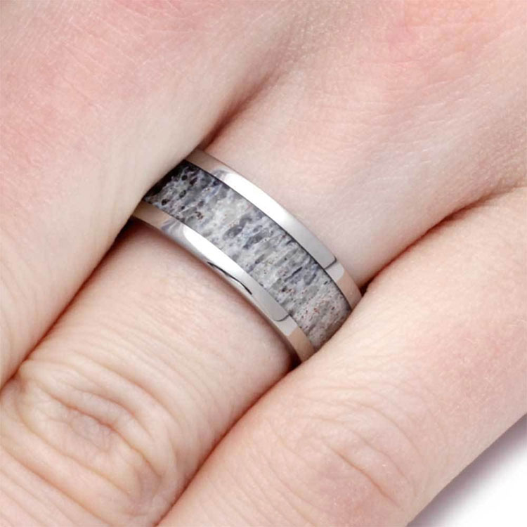 Deer Antler Wedding Band in Titanium or Solid Gold
