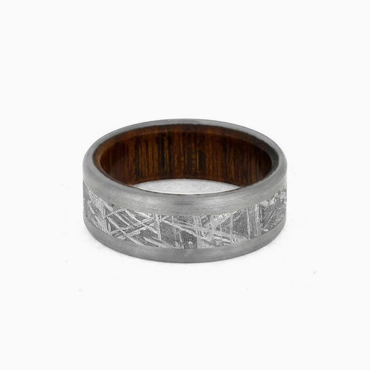 Mens Meteorite And Ironwood Wedding Ring