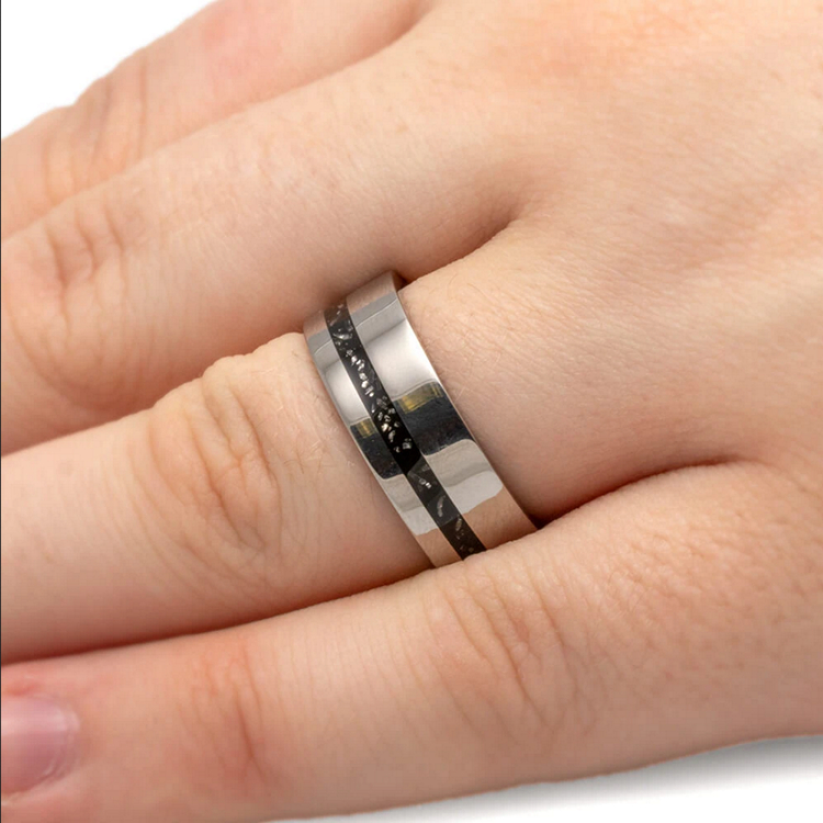 Black Stardust with Meteorite Ring