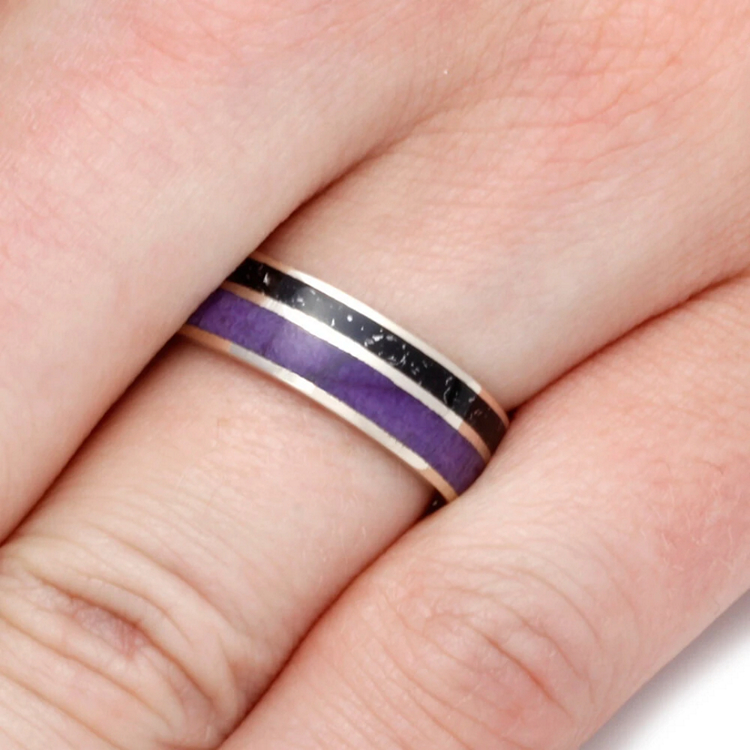 Black Stardust Band Purple and Black Ring