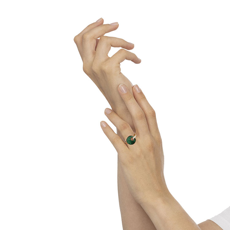 Diamond And Malachite Ring